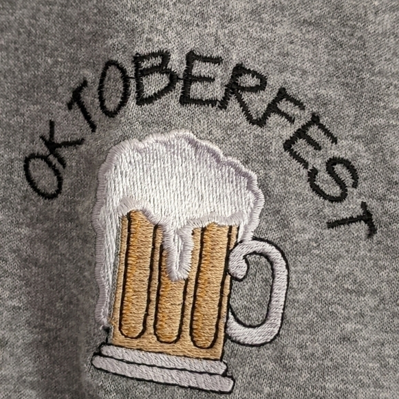OCTOBERFEST Embroidered Tee Large Gray Beer - Picture 3 of 4